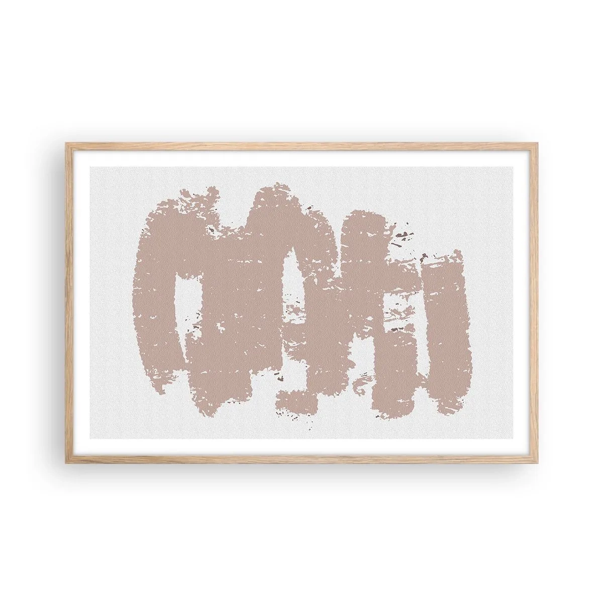 Affiche dans un chêne clair - Poster - Abstraction en rose tendre - 91x61 cm