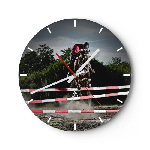 Horloge murale - Pendule murale - Un sauteur à cheval lors d'une compétition équestre - 30x30cm - Ensemble pour la victoire - Décoration murale moderne pour le salon, la cuisine et la chambre ARTTOR
