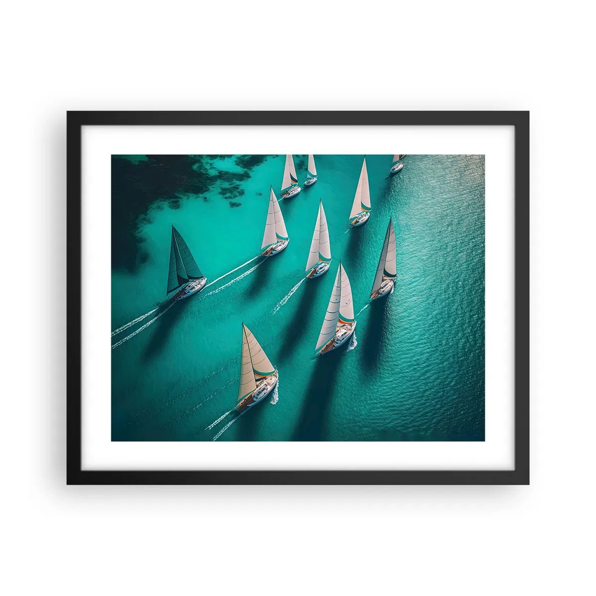 Affiche dans un cadre noir - Poster - Dans une compétition avec le vent - 50x40 cm