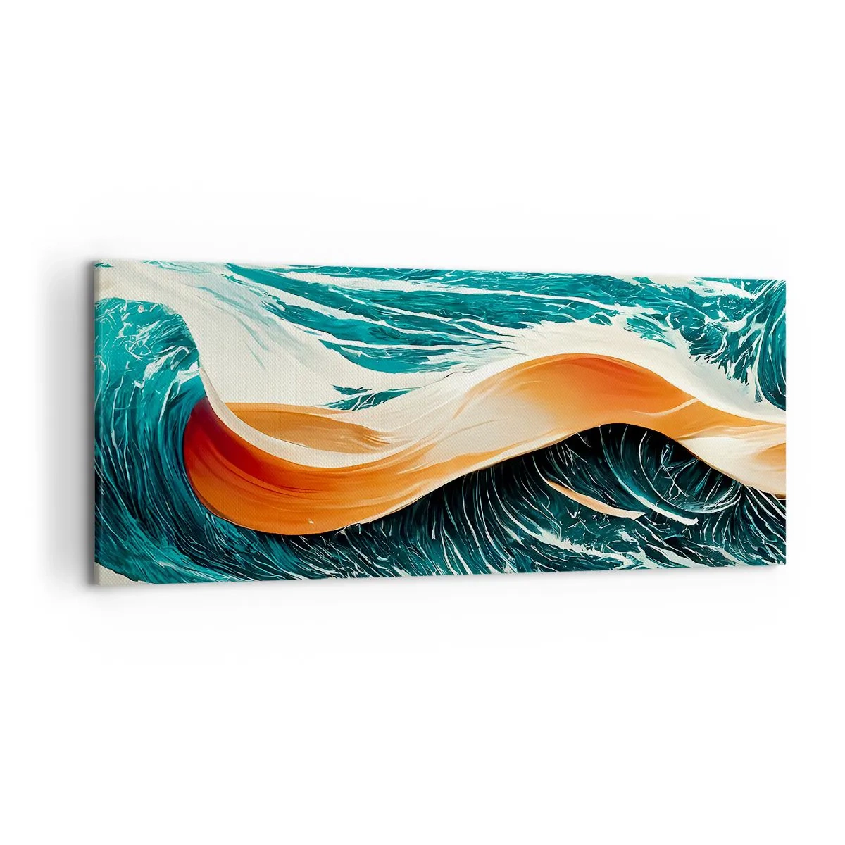 Impression sur toile - Image sur toile - Vagues de mer dynamiques avec ruban abstrait - 120x50cm - Le rêve d'un surfeur - Décoration murale moderne pour le salon et la chambre ARTTOR