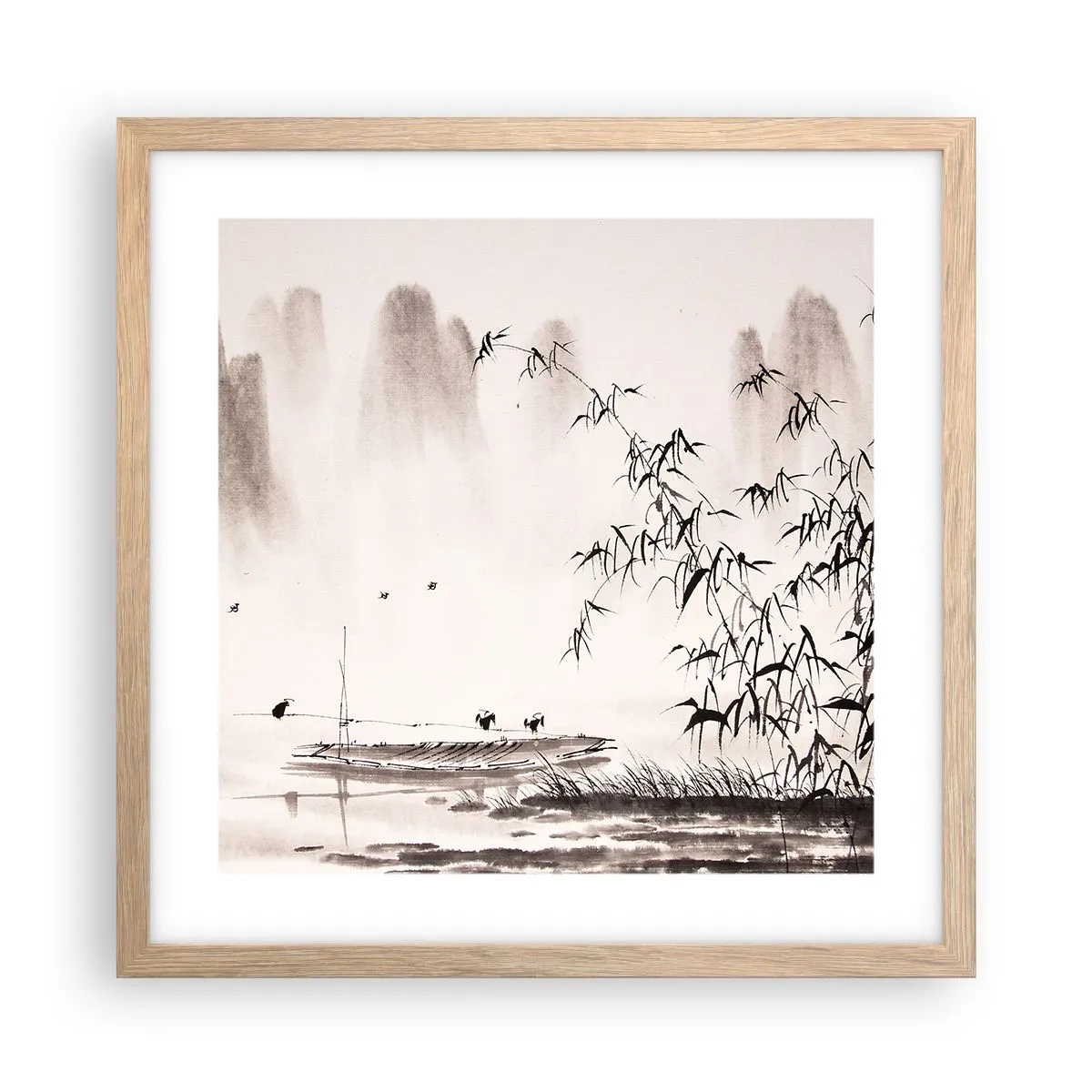 Affiche dans un chêne clair - Poster - Le silence des rizières - 40x40 cm