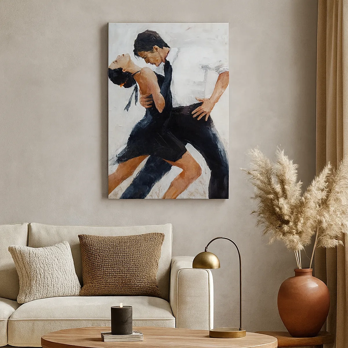 Impression sur toile - Image sur toile - Un couple dansant dans une photo élégante et sensuelle - 50x70cm - Tango de mes rêves et pensées - Décoration murale moderne pour le salon et la chambre ARTTOR