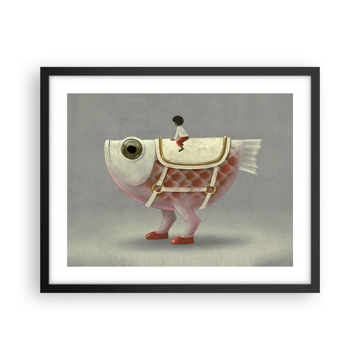 Affiche dans un cadre noir - Poster - Le cavalier poisson - 50x40 cm