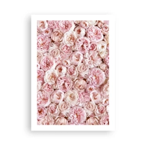 Affiche - Poster - Un arrangement romantique de fleurs roses en gros plan - 50x70cm - Un lit de roses - Décoration murale moderne pour le salon et la chambre ARTTOR