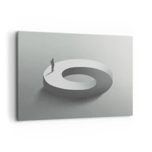 Impression sur toile - Image sur toile - Un homme sur une structure grise et abstraite - 100x70cm - Et sois intelligent ici - Décoration murale moderne pour le salon et la chambre ARTTOR