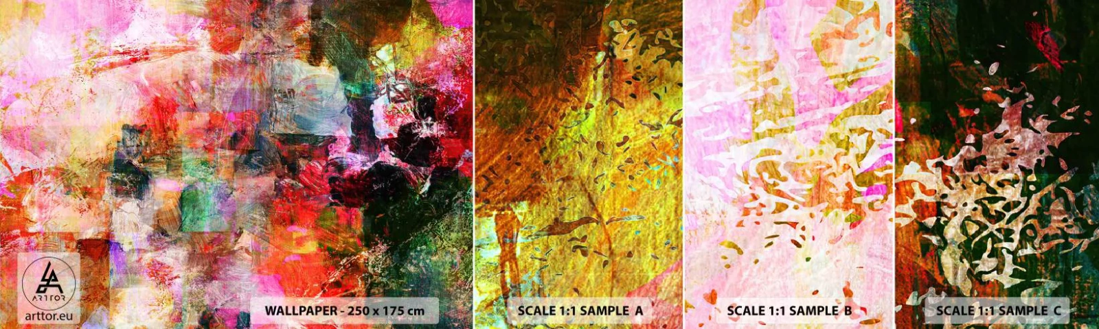 Échantillon De Papier Peint Standard Eco - Un voyage à travers les roses - Abstraction, Morceau, Graphique - 100x30 cm