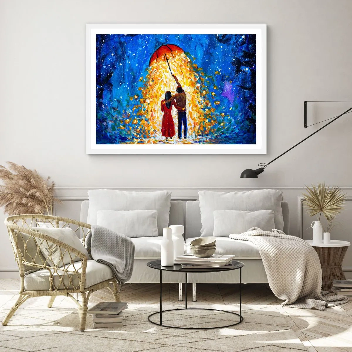 Affiche dans un cadre blanc - Poster - La magie d'une soirée pluvieuse ? - 91x61 cm