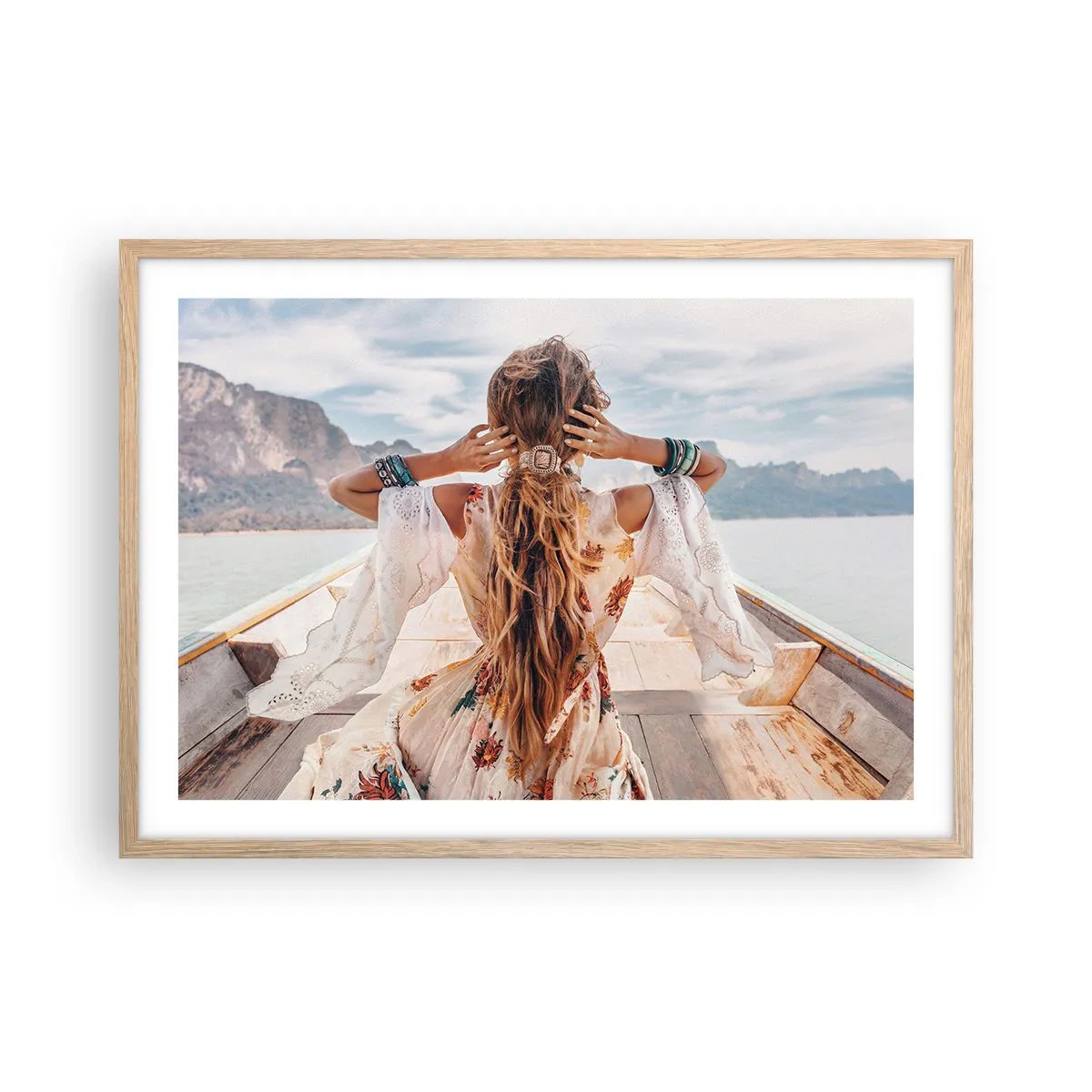 Affiche dans un chêne clair - Poster - En route vers le bonheur - 70x50 cm