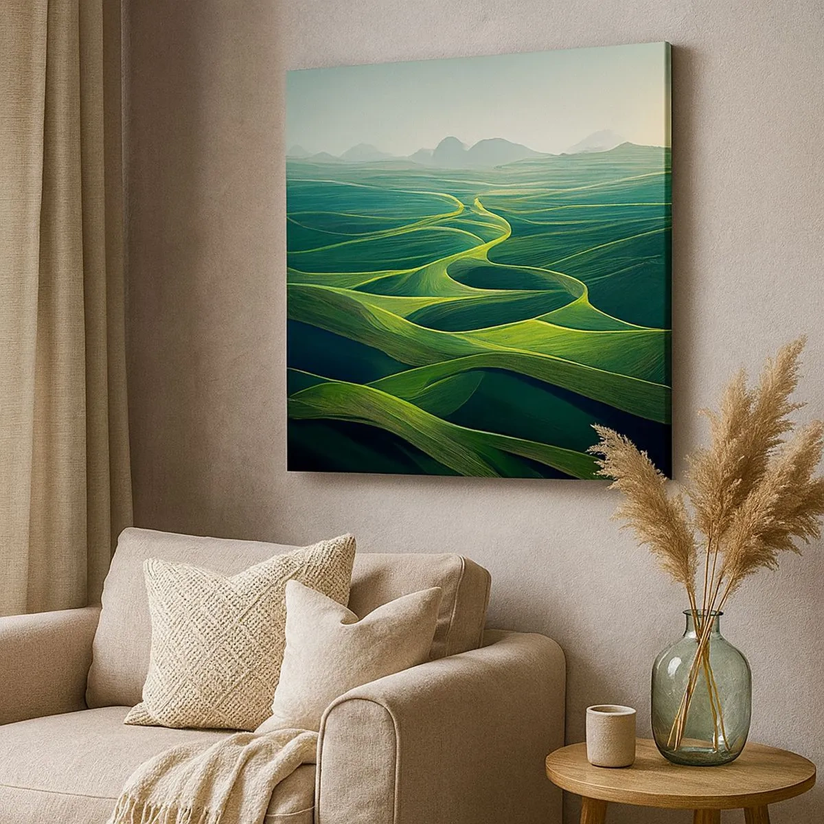 Impression sur toile - Image sur toile - Dans les vallées verdoyantes - 30x30 cm