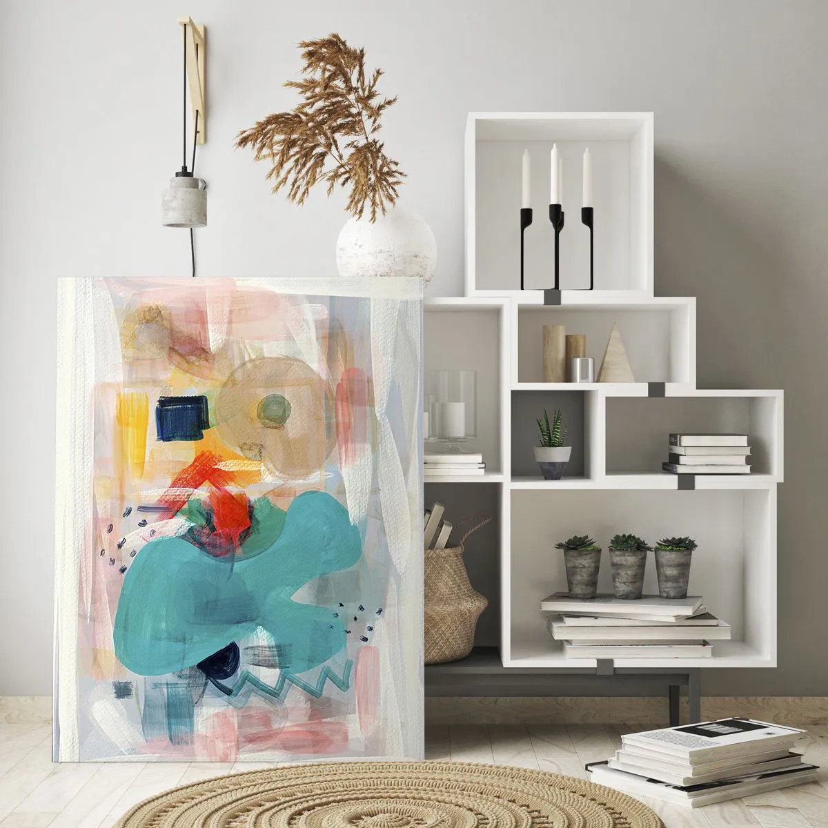 Impression sur verre - Image sur verre - Les formes et les couleurs abstraites créent une composition dynamique - 80x120cm - Jeu de couleurs - Décoration murale moderne pour le salon et la chambre ARTTOR