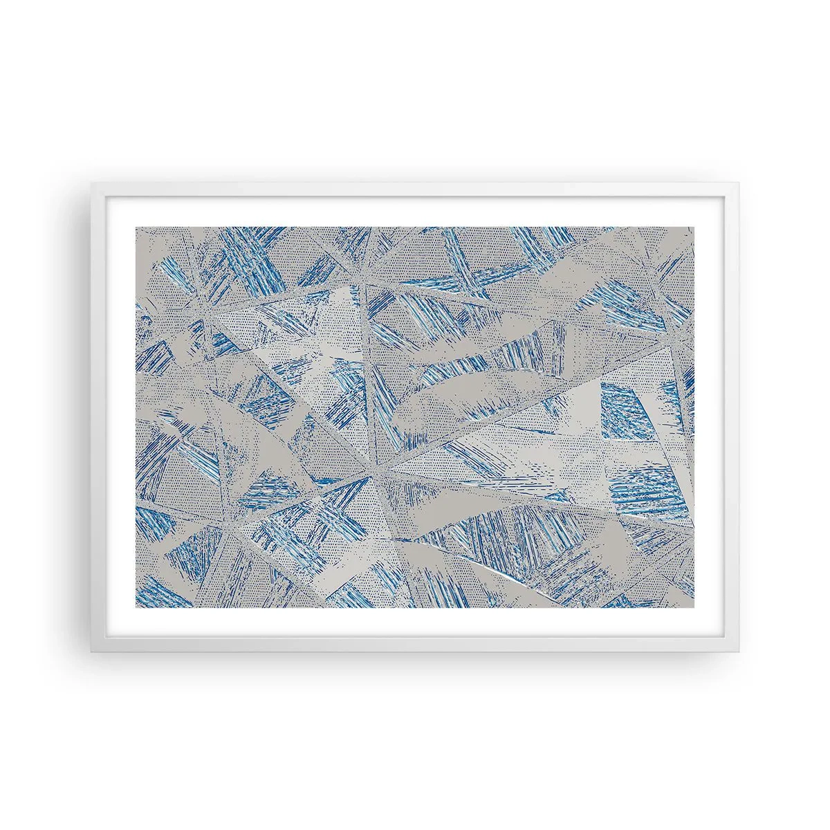 Affiche dans un cadre blanc - Poster - Dans un labyrinthe bleu-gris - 70x50 cm