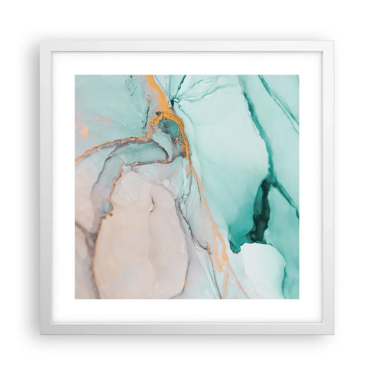 Affiche dans un cadre blanc - Poster - Danse des formes et des couleurs - 40x40 cm