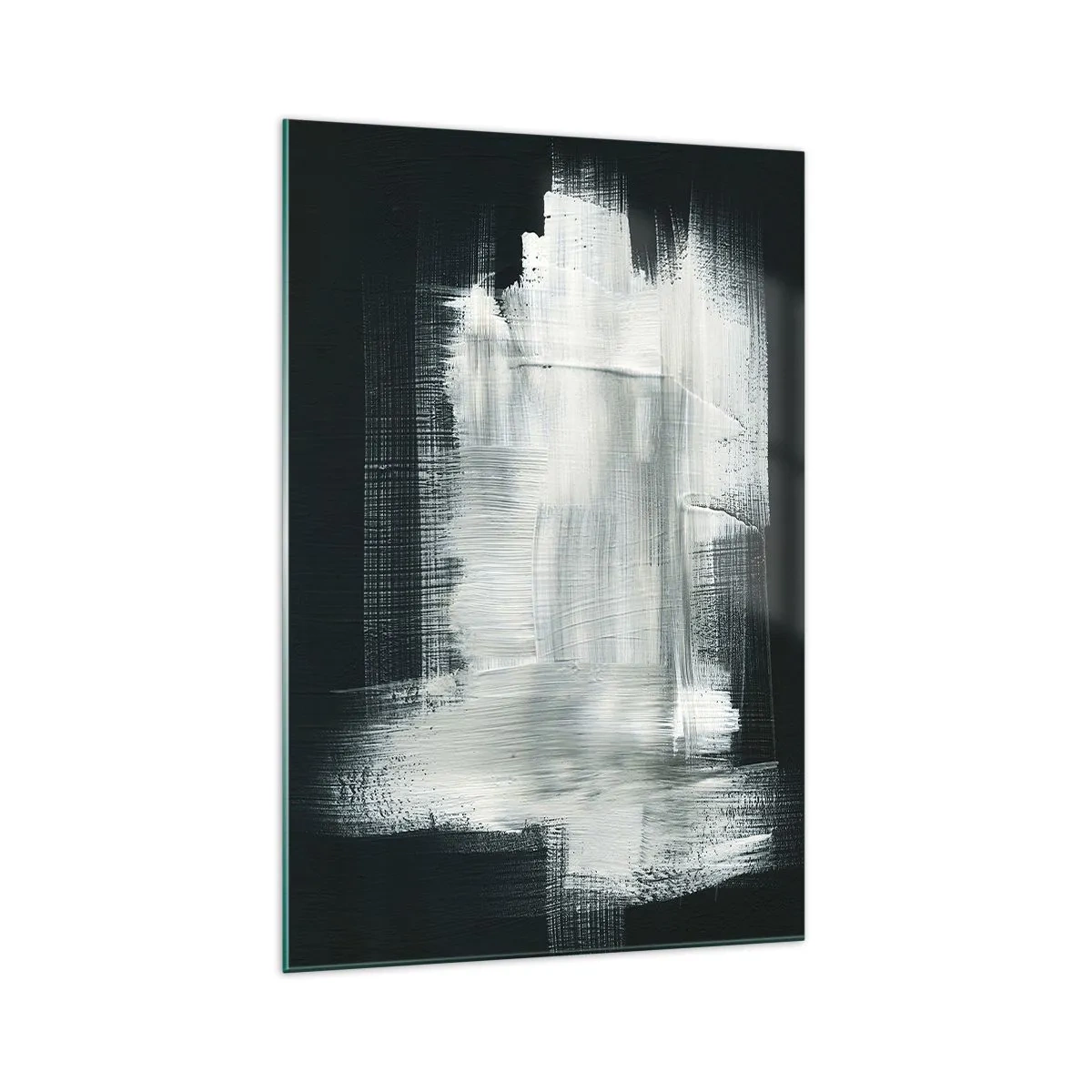 Impression sur verre - Image sur verre - Traits abstraits blancs sur fond sombre - 70x100cm - Tissé à la verticale et à l'horizontale - Décoration murale moderne pour le salon et la chambre ARTTOR