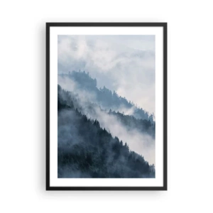 Affiche dans un cadre noir - Poster - Montagnes brumeuses couvertes de forêt - 50x70cm - Mysticisme des montagnes - Décoration murale moderne pour le salon et la chambre ARTTOR