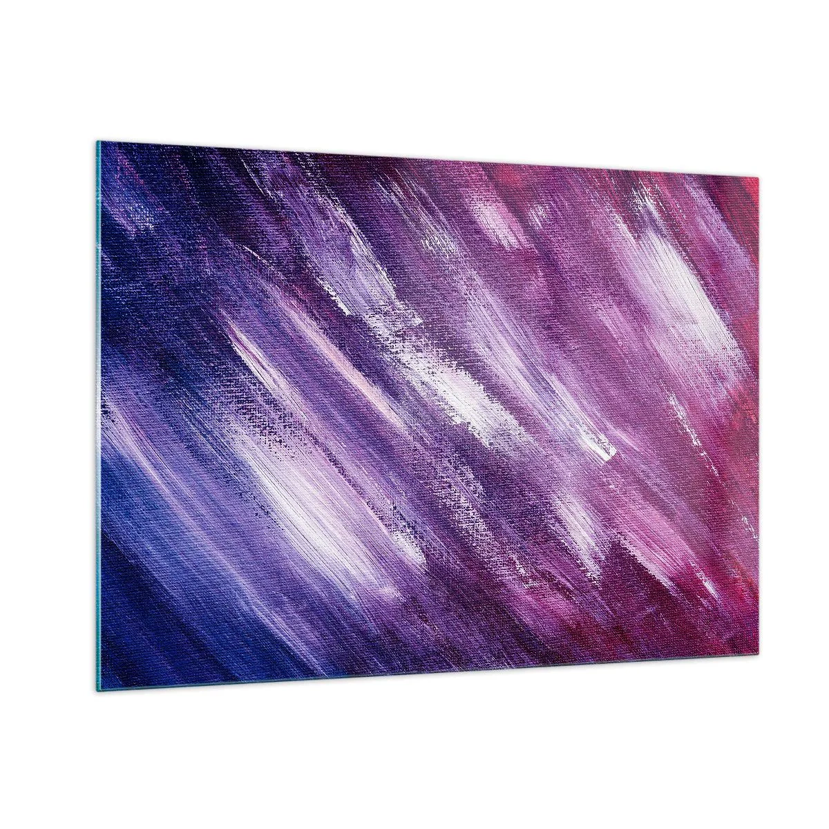 Impression sur verre - Image sur verre - Peinture abstraite dans les tons de violet et de blanc - 100x70cm - Quand le vent ensoleillé souffle - Décoration murale moderne pour le salon et la chambre ARTTOR