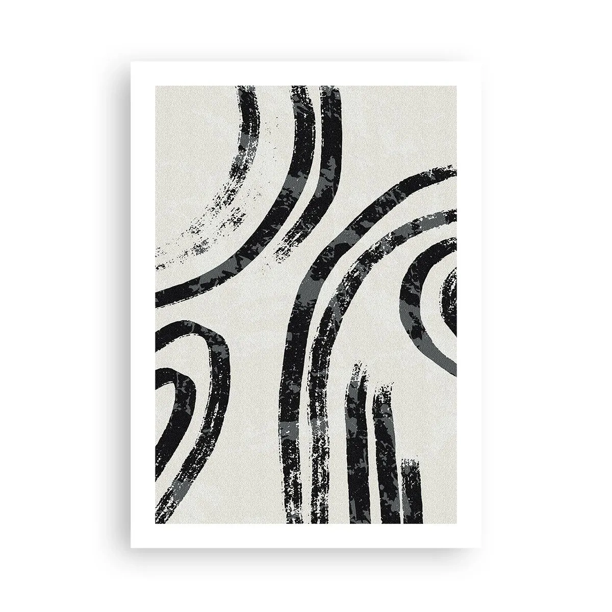 Affiche - Poster - Lignes noires abstraites sur fond clair - 50x70cm - À moitié arrêté - Décoration murale moderne pour le salon et la chambre ARTTOR