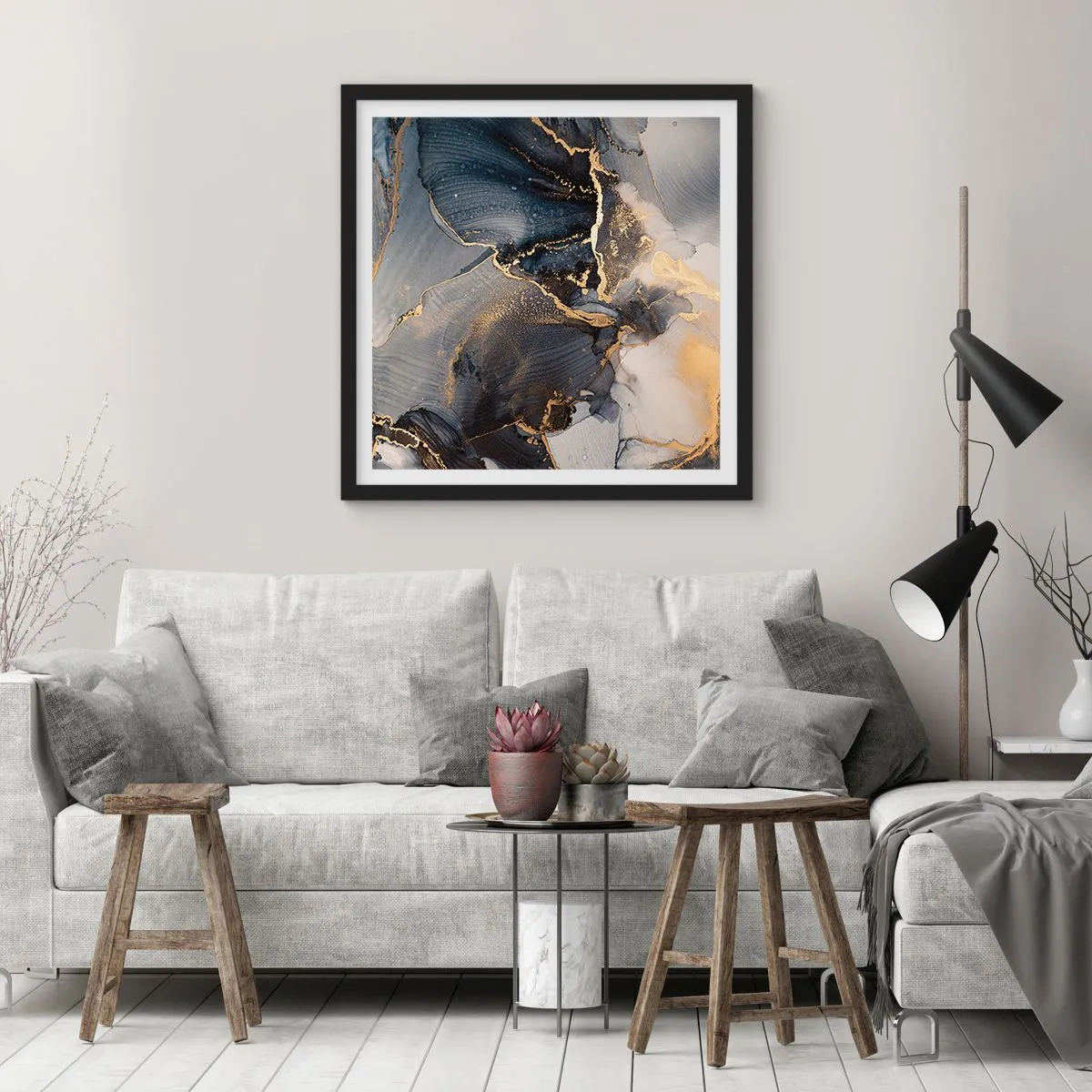 Affiche dans un cadre noir - Poster - La vie de la pierre - 30x30 cm