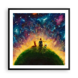 Affiche dans un cadre noir - Poster - Amour et amitié - le monde entier - 60x60 cm