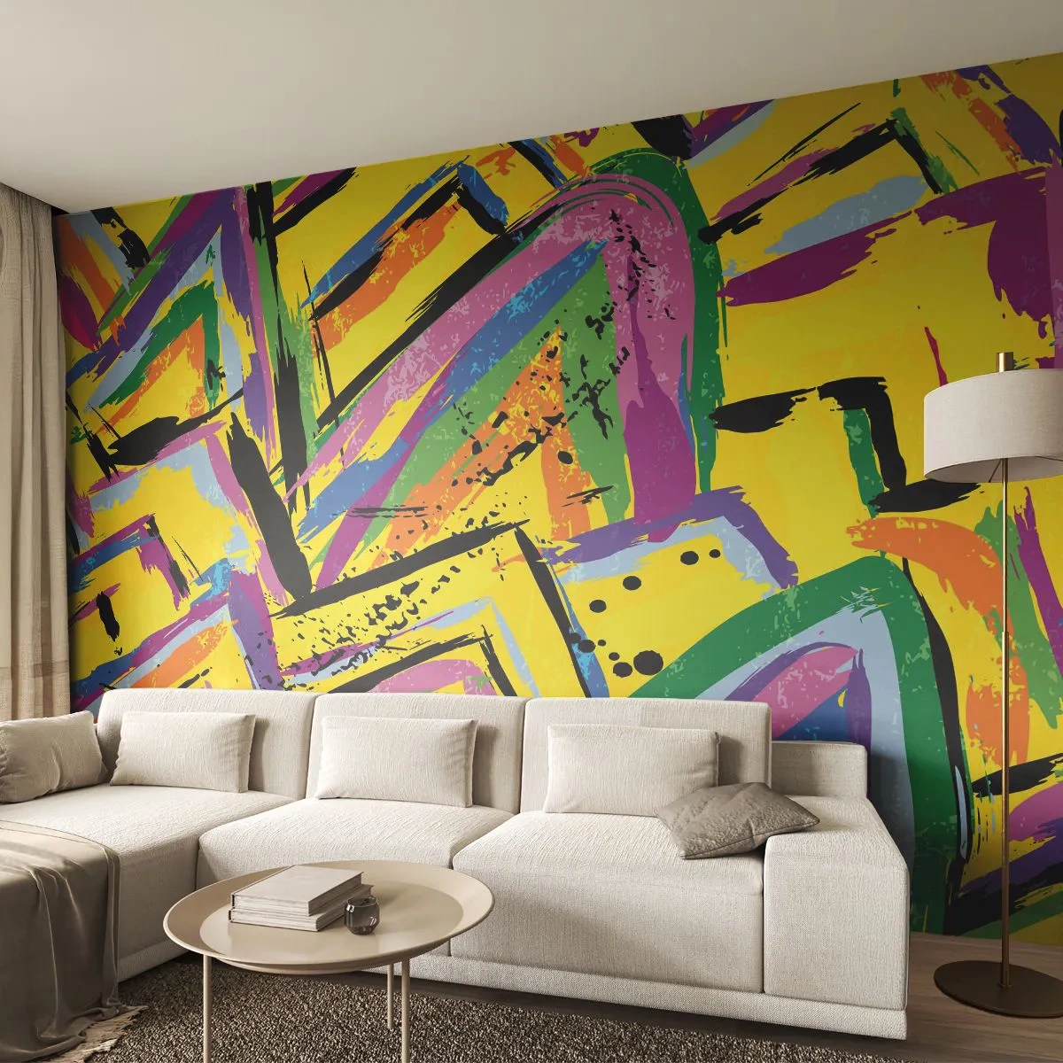 Papier Peint Autocollant Deluxe Sticker - Jusqu'à ce qu'il crie de joie - Abstraction, Morceau, Peinture - 250x175 cm