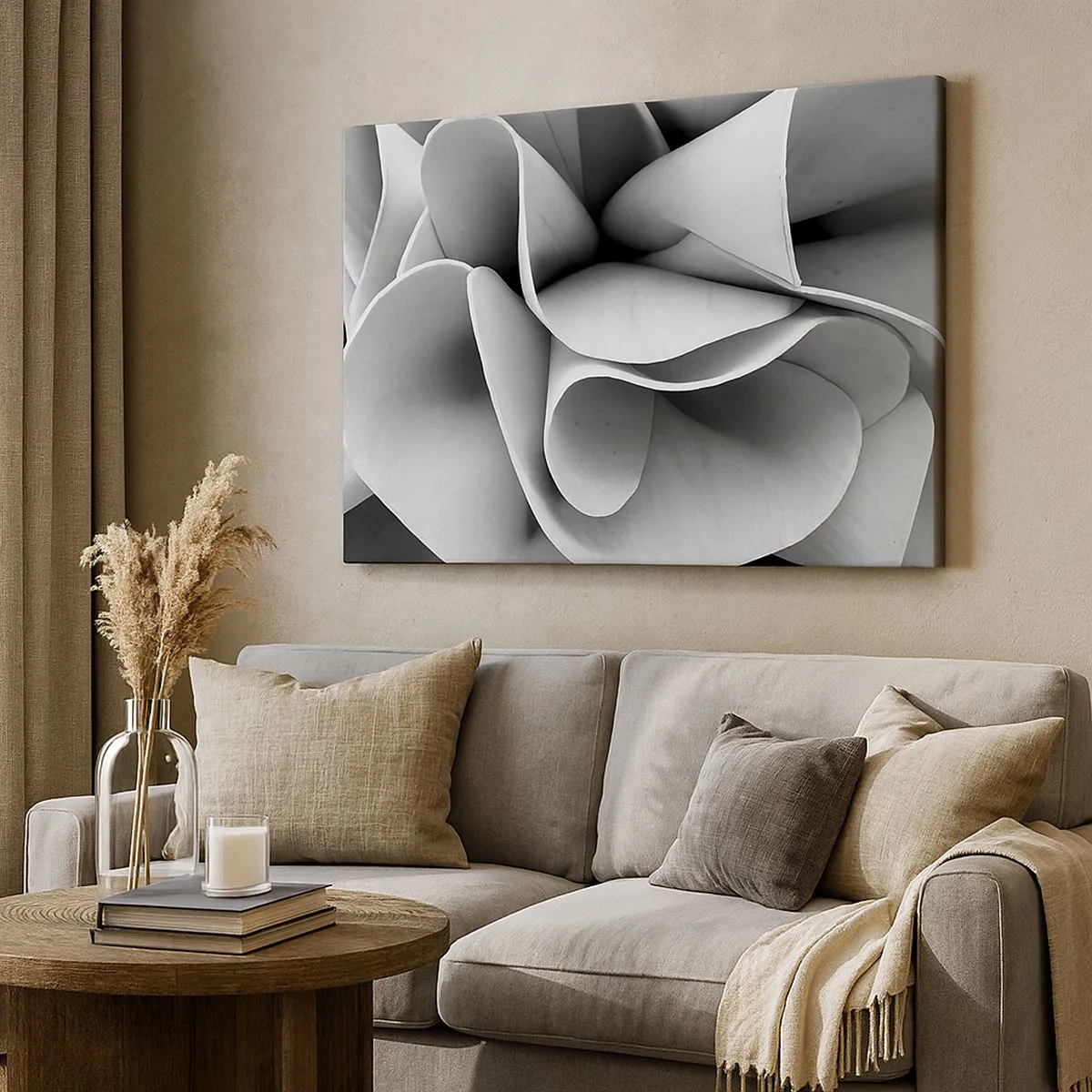 Impression sur toile - Image sur toile - Détails en noir et blanc de formes abstraites - 70x50cm - Il s'en passe dans l'espace - Décoration murale moderne pour le salon et la chambre ARTTOR
