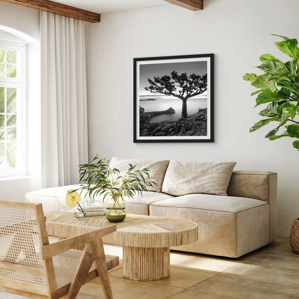 Affiche dans un cadre noir - Poster - Paix jusqu'à l'horizon - 50x50 cm