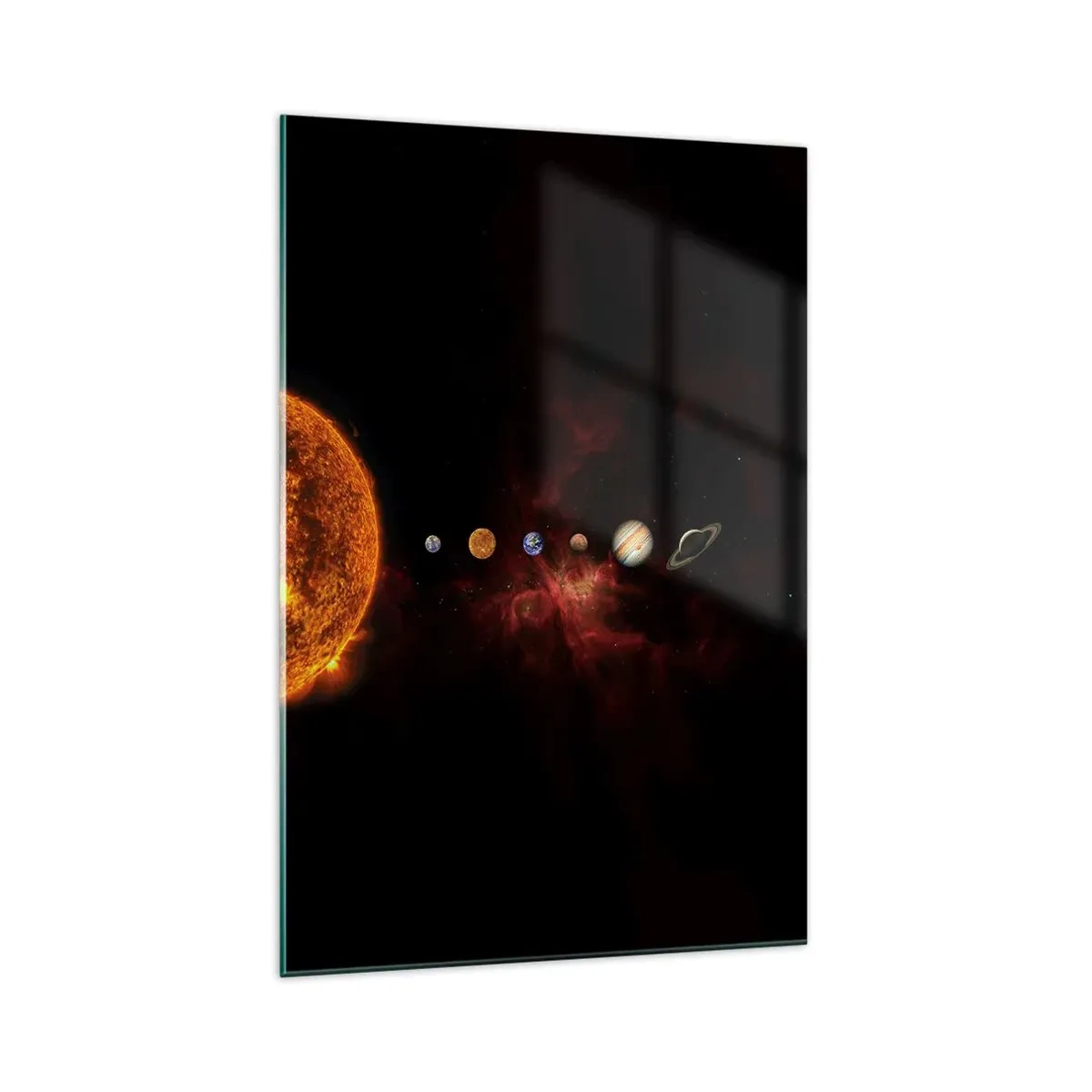 Impression sur verre - Image sur verre - Le système solaire avec des planètes sur fond d'espace - 70x100cm - Notre quartier - Décoration murale moderne pour le salon et la chambre ARTTOR
