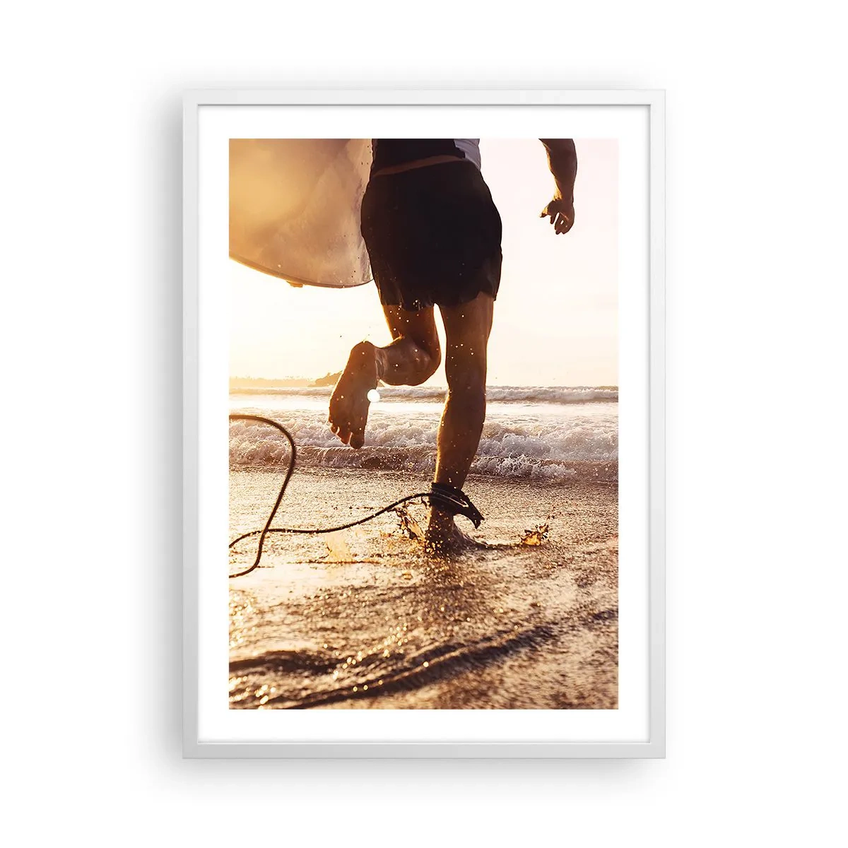 Affiche dans un cadre blanc - Poster - A la rencontre des vagues - 50x70 cm