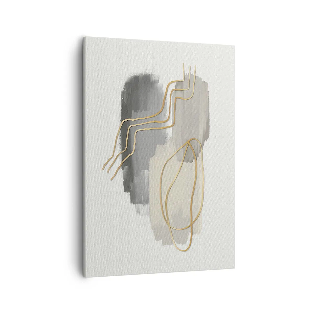 Impression sur toile - Image sur toile - Lignes dorées abstraites sur fond gris - 50x70cm - Durée et mouvement - Décoration murale moderne pour le salon et la chambre ARTTOR