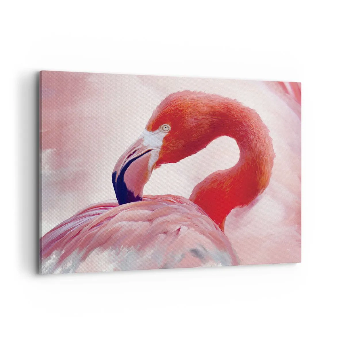 Impression sur toile - Image sur toile - Un flamant rose aux tons roses sur fond clair - 120x80cm - Beauté des oiseaux - Décoration murale moderne pour le salon et la chambre ARTTOR