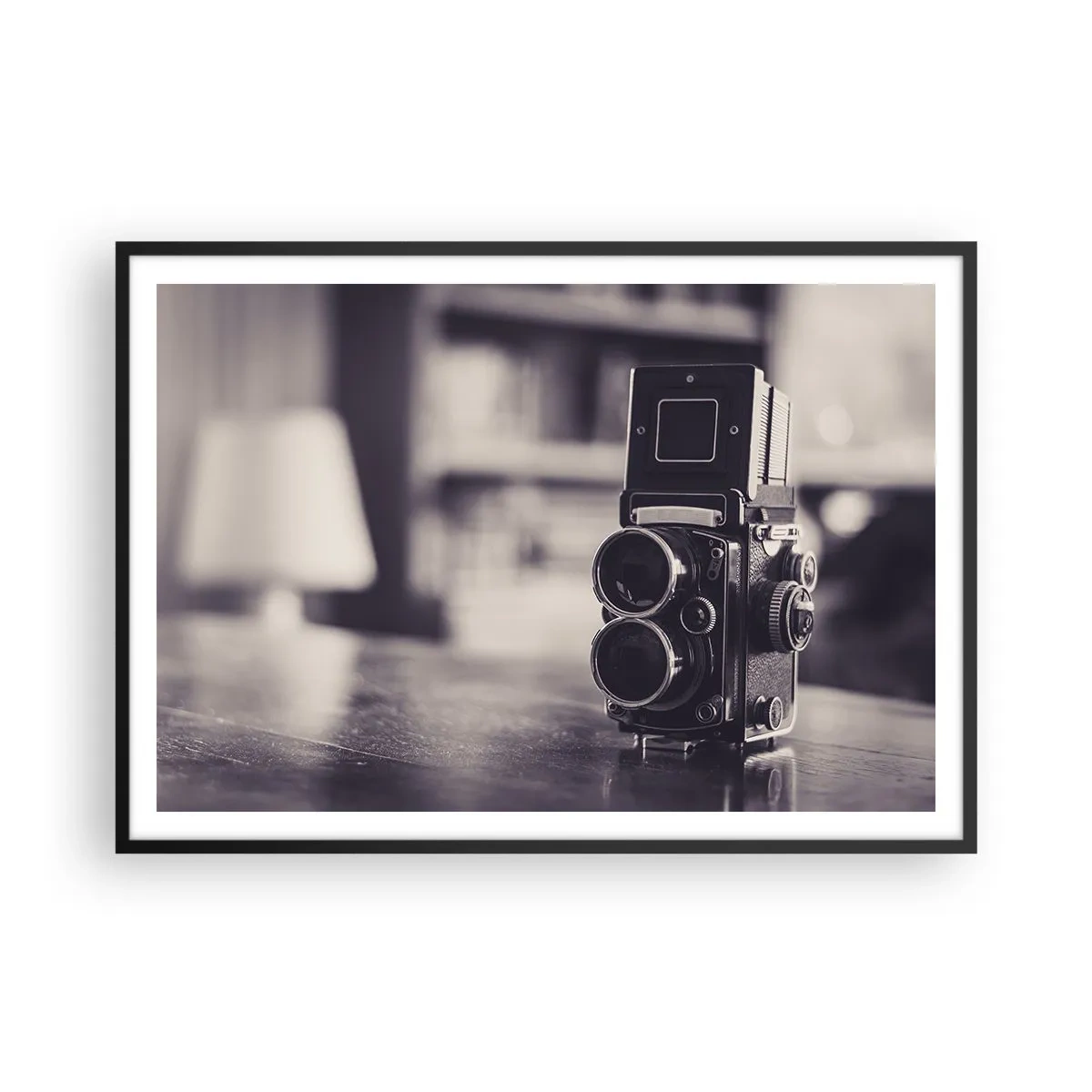 Affiche dans un cadre noir - Poster - Appareil photo ancien en noir et blanc - 100x70cm - La magie de la photographie ancienne - Décoration murale moderne pour le salon et la chambre ARTTOR