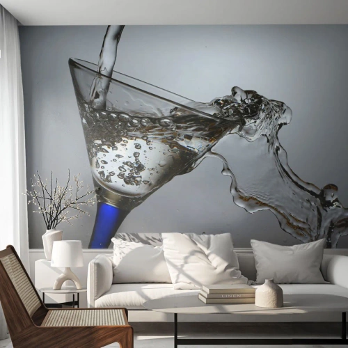 Papier Peint Autocollant Deluxe Sticker - Eau cristalline dans un verre cristal - Verre, Cocktail, La gastronomie - 350x256 cm