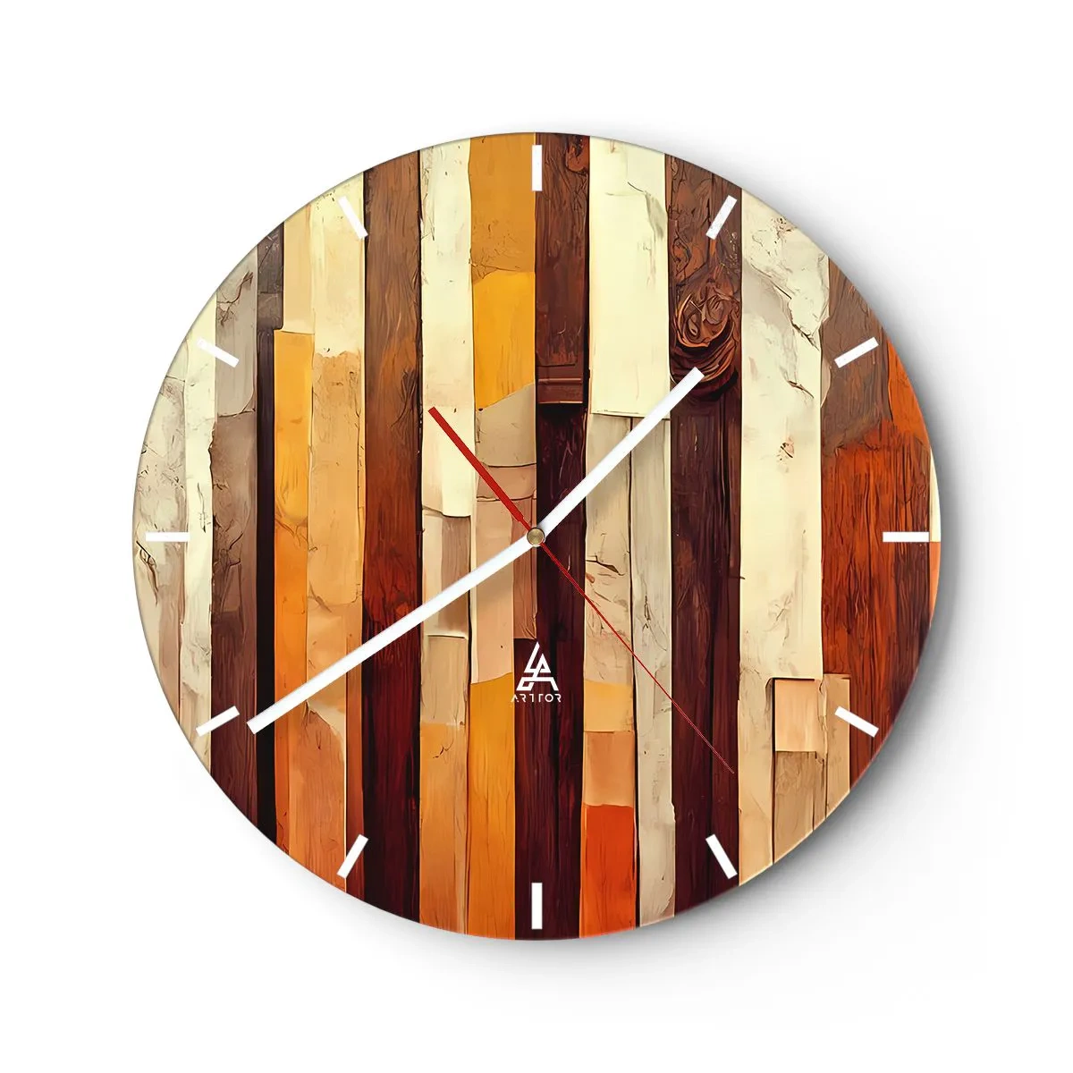 Horloge murale - Pendule murale - Rayures verticales dans des tons bois et beige dans un style organique - 30x30cm - Hymne des arbres forestiers - Décoration murale moderne pour le salon, la cuisine et la chambre ARTTOR