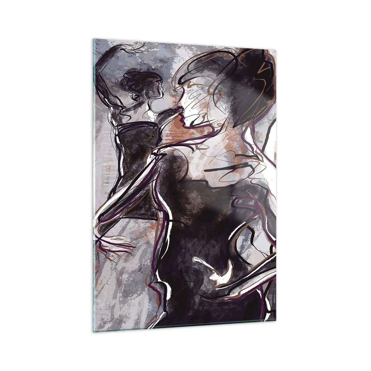 Impression sur verre - Image sur verre - Des danseurs et un saxophoniste dans un style de croquis artistique - 50x70cm - Ne faire qu'un avec la musique - Décoration murale moderne pour le salon et la chambre ARTTOR