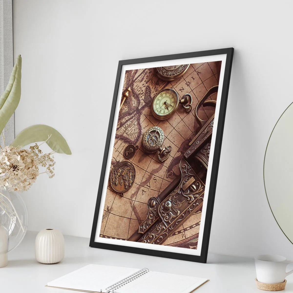 Affiche dans un cadre noir - Poster - L'aventure appelle - 40x50 cm