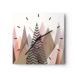 Horloge murale - Pendule murale - Montagnes géométriques colorées aux tons pastel - 30x30cm - Vue pyramidale - Décoration murale moderne pour le salon et la chambre ARTTOR
