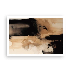 Affiche - Poster - Composition abstraite dans les tons de marron et de noir - 100x70cm - Une abstraction intrigante - Décoration murale moderne pour le salon et la chambre ARTTOR