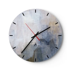 Horloge murale - Pendule murale - Composition abstraite dans les tons de bleu et de gris - 30x30cm - Tonalités et accords de couleur - Décoration murale moderne pour le salon, la cuisine et la chambre ARTTOR