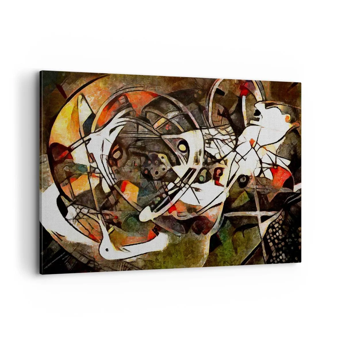 Impression sur toile - Image sur toile - Abstraction expressive dans des tons sombres avec des lignes dynamiques. - 120x80cm - Vous entendez le mouvement ? - Décoration murale moderne pour le salon et la chambre ARTTOR