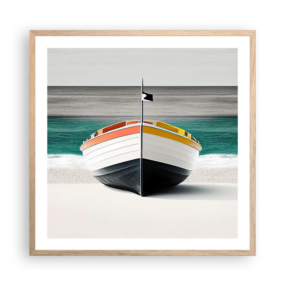 Affiche dans un chêne clair - Poster - A sa place - 60x60 cm