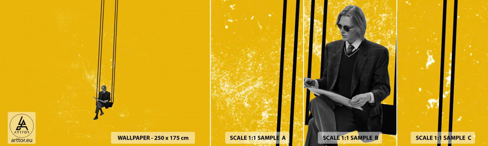 Échantillon De Papier Peint Standard Eco - Un jour comme tous les jours - Art moderne, Balançoire, Homme - 100x30 cm