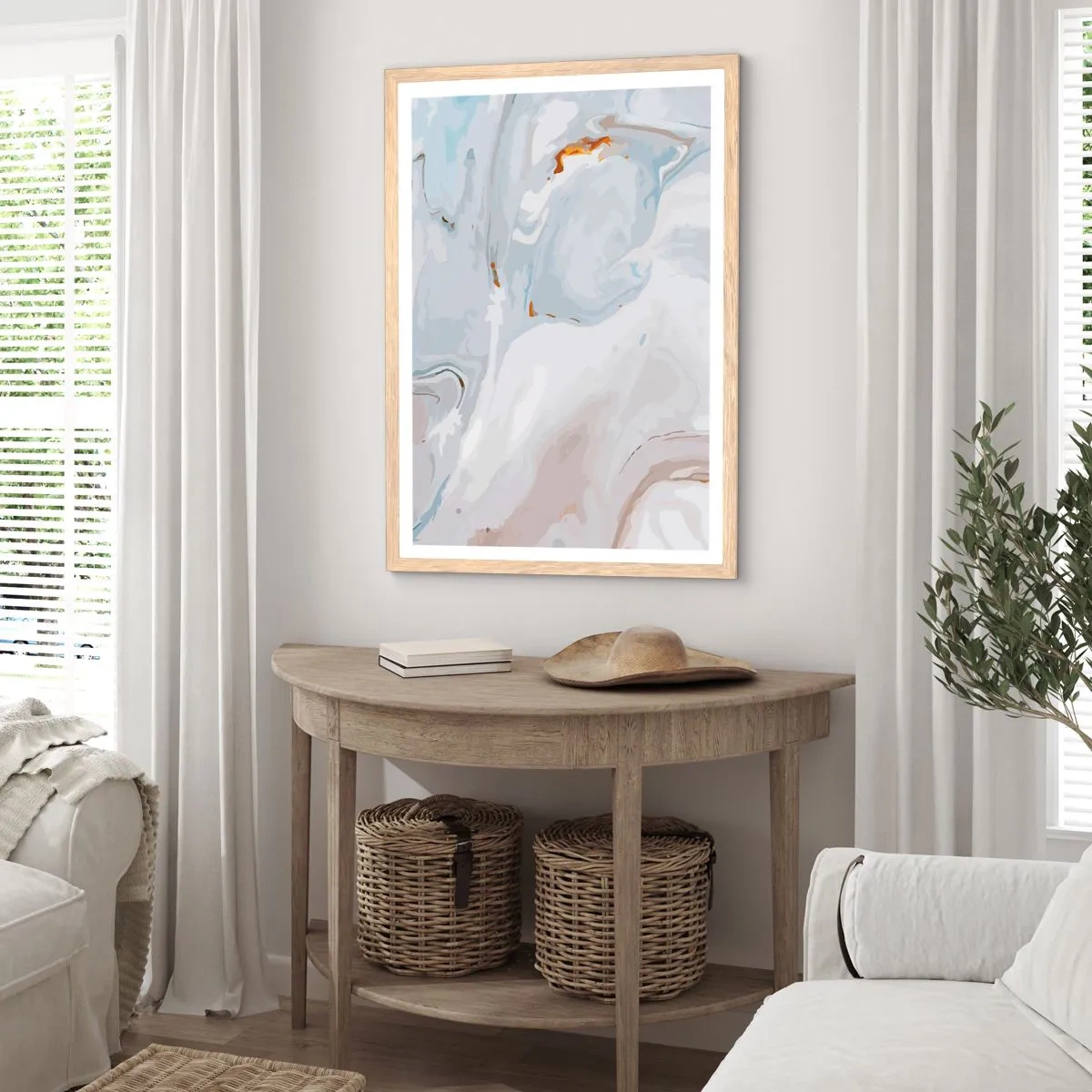 Affiche dans un chêne clair - Poster - Blanc surélevé - 40x50 cm