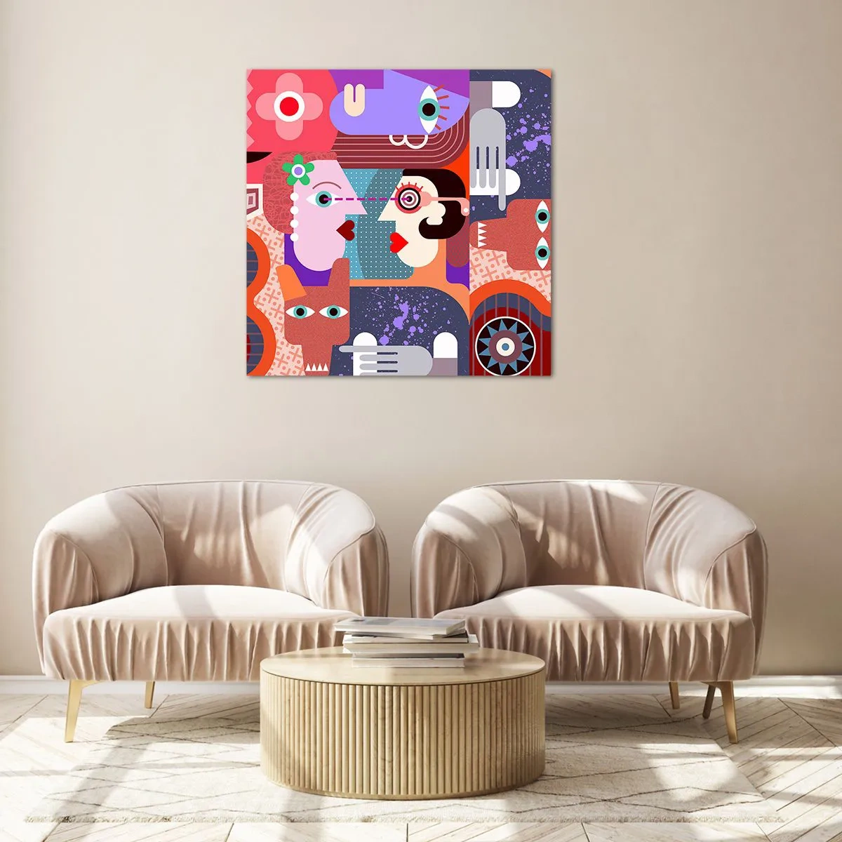 Impression sur verre - Image sur verre - Les yeux dans les yeux - 40x40 cm