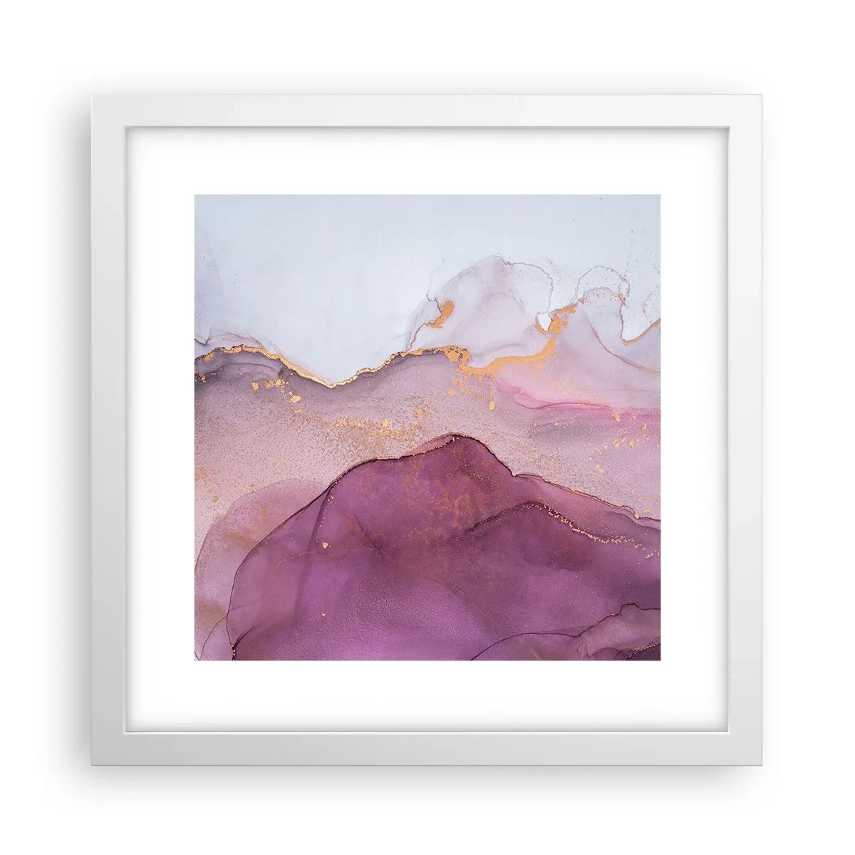 Affiche dans un cadre blanc - Poster - Vagues lilas et violettes - 30x30 cm