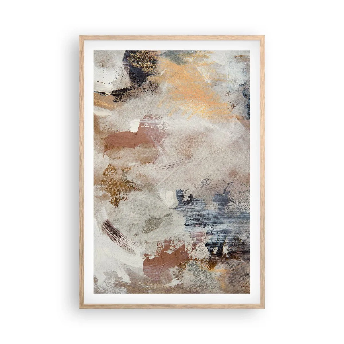Affiche dans un chêne clair - Poster - Abstraction brumeuse - 61x91 cm