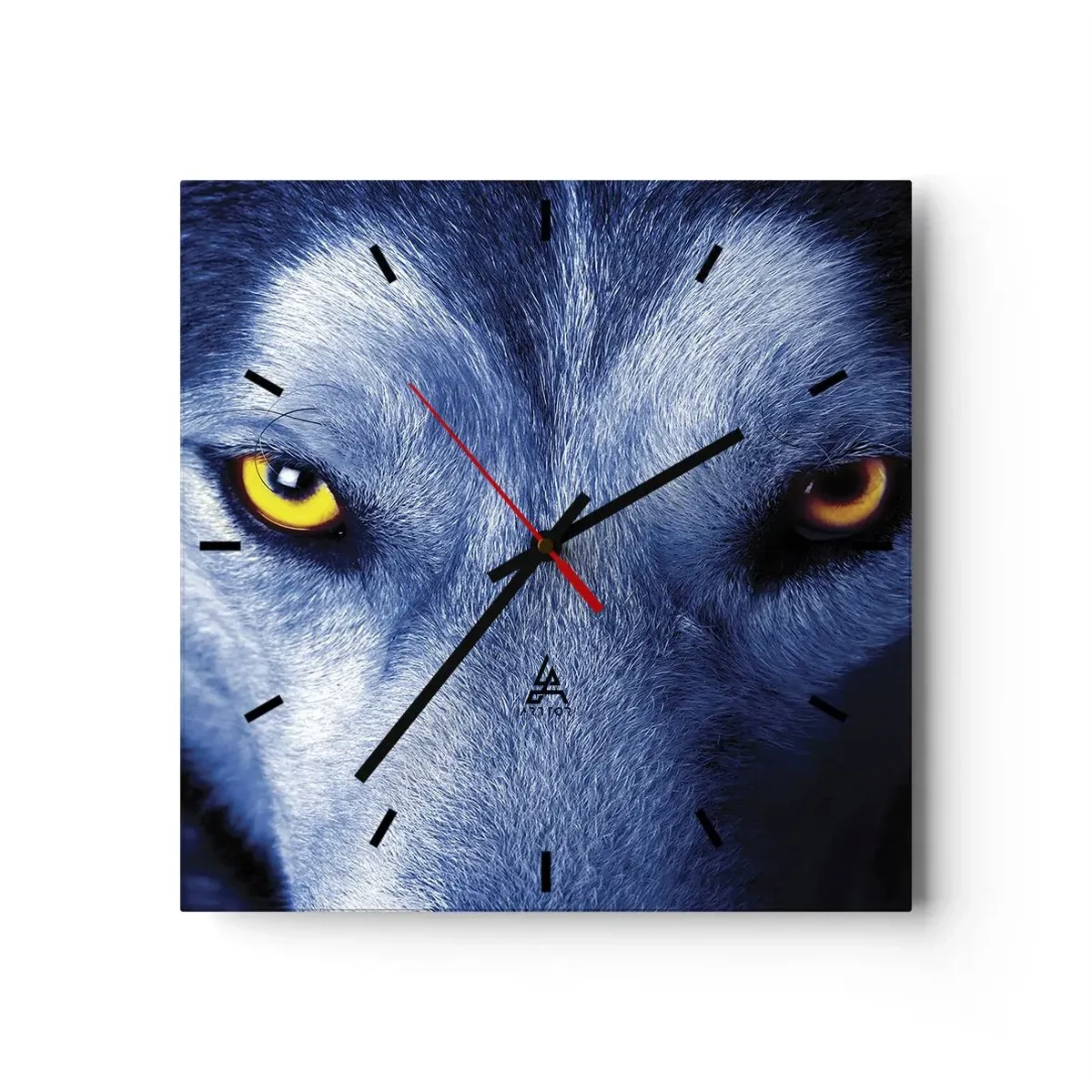 Horloge murale - Pendule murale - Gros plan du regard intense d'un loup sur un fond sombre - 30x30cm - Regars hypnotique - Décoration murale moderne pour le salon et la chambre ARTTOR