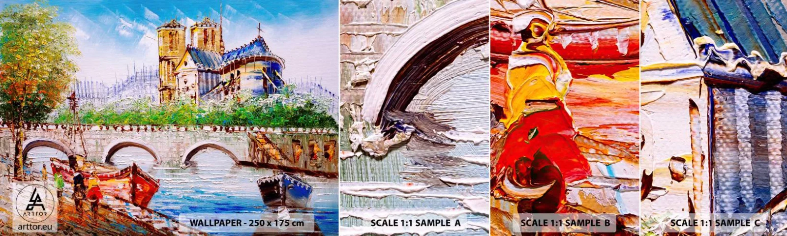 Échantillon de Papier Peint Autocollant Deluxe Sticker - Leur temps ne passe jamais - Ville, Paris, Architecture - 100x30 cm