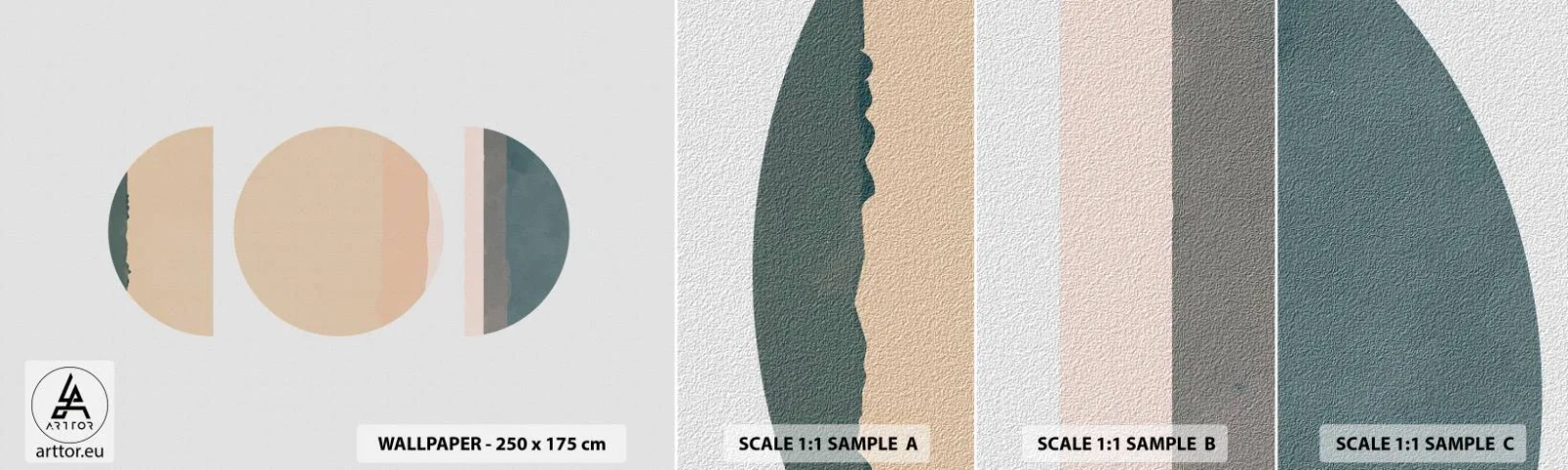 Échantillon de Papier Peint Autocollant Deluxe Sticker - Cercles après cercles - Abstraction, Morceau, Art moderne - 100x30 cm