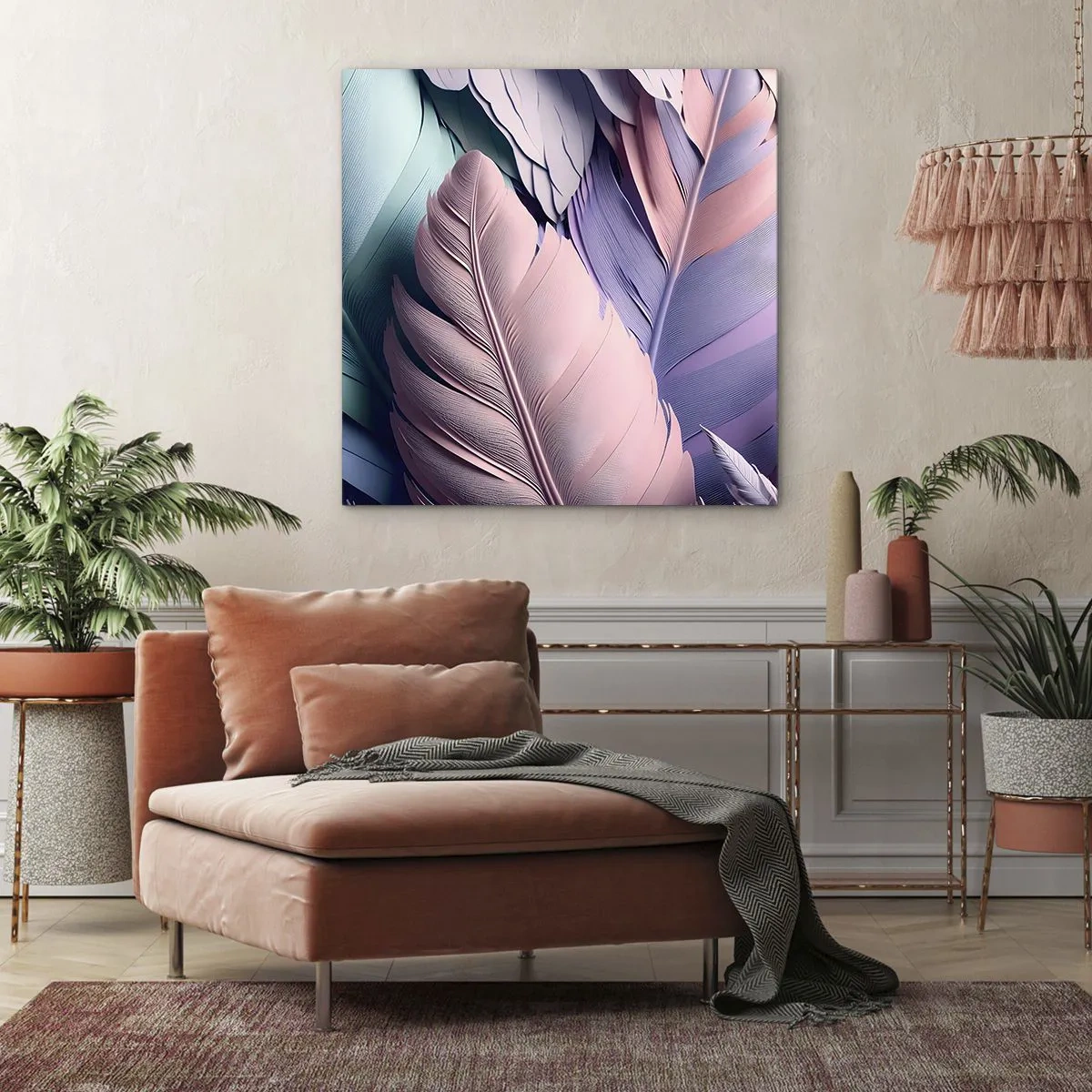 Impression sur toile - Image sur toile - Oiseau chic - 70x70 cm