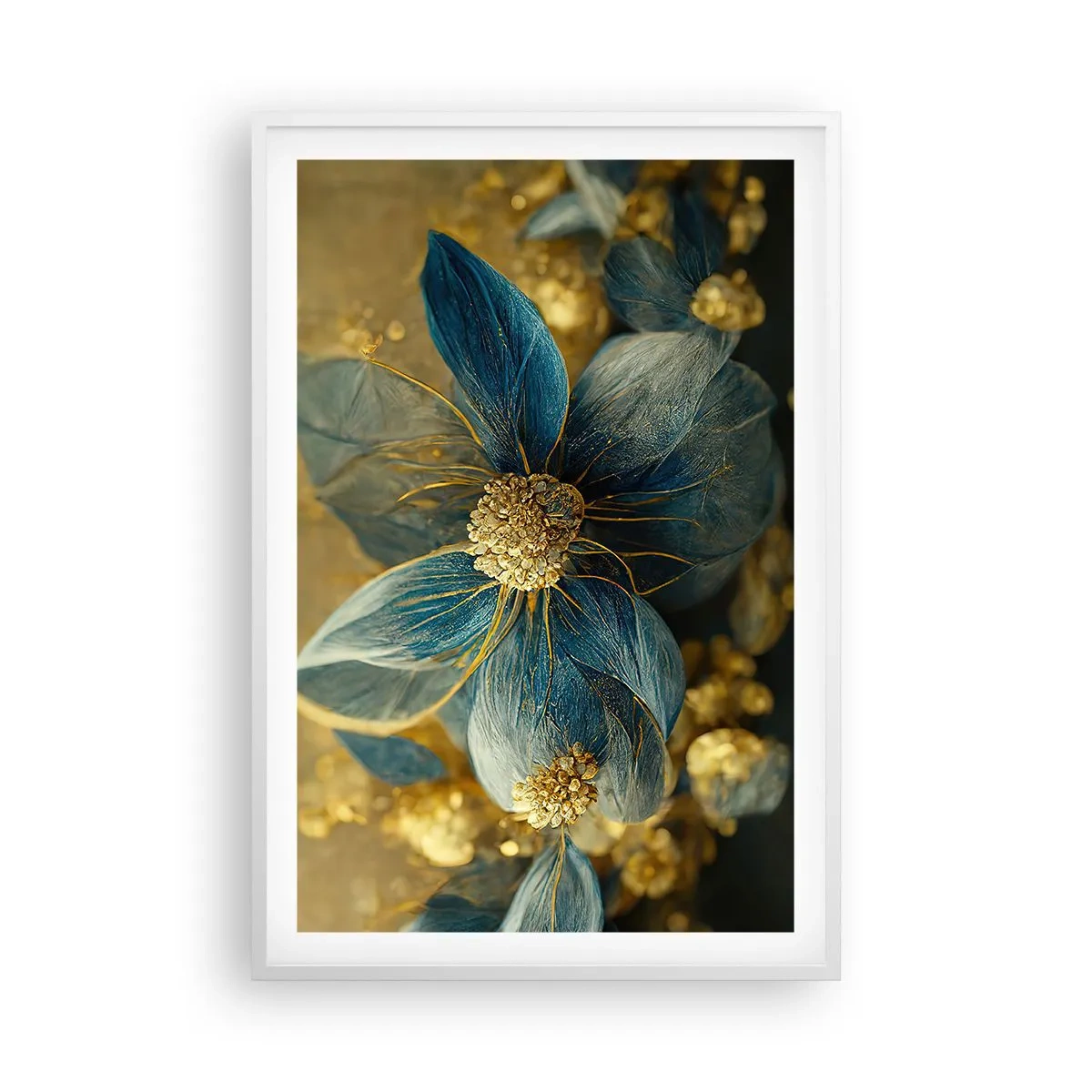 Affiche dans un cadre blanc - Poster - Fleurir avec de l'or - 61x91 cm