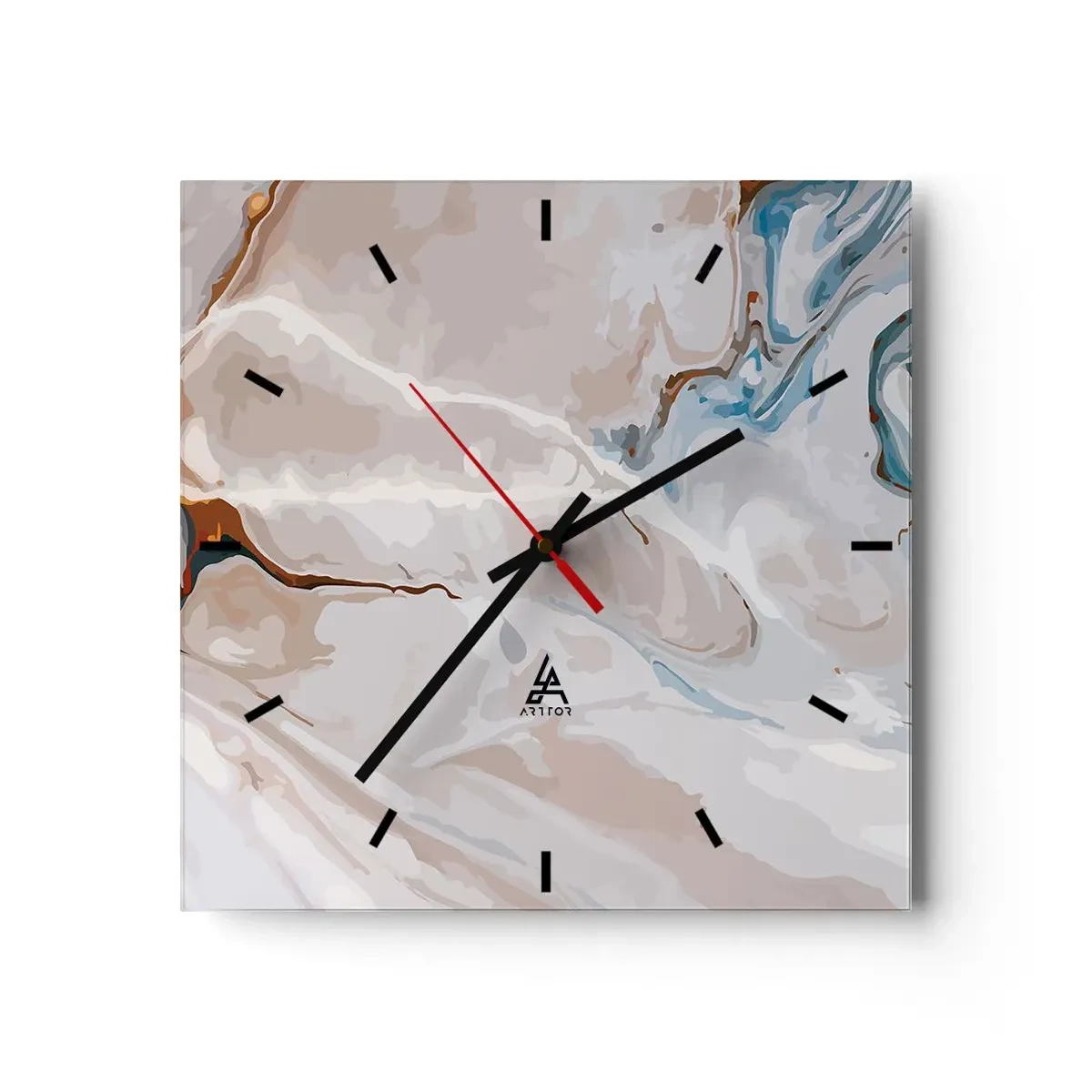 Horloge murale - Pendule murale - Le bleu serpente sous le blanc - 40x40 cm